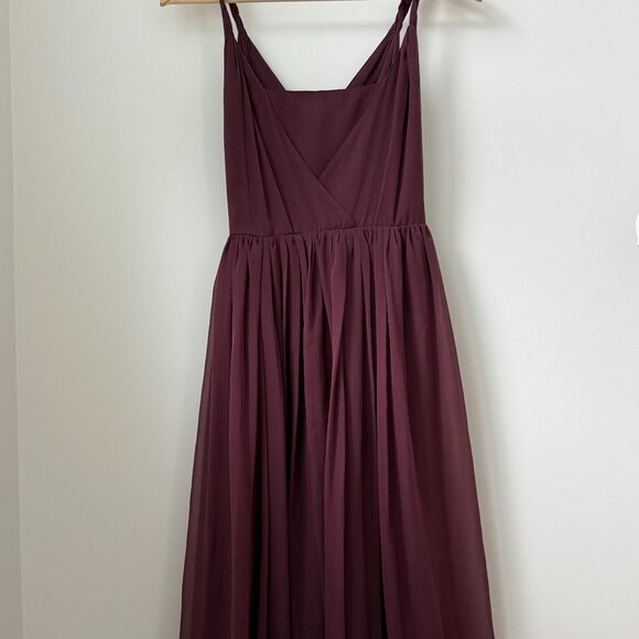 ASOS Dresses & Skirts - ASOS Plum Burgundy Chiffon Wrap-Front Midi Dress w/ Waist Tie (US 4)